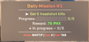 Missions Menu Navigation