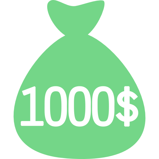 +1000$ per round
